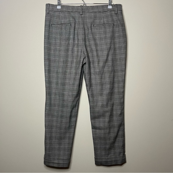ZARA Preppy Plaid Cuffed Business Casual Cropped Straight Leg Trousers - Picture 7 of 10